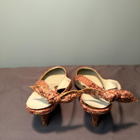 Rebecca Blue Kitten Heel Sling Back Reptile Print Sandal - Picture 5 of 6